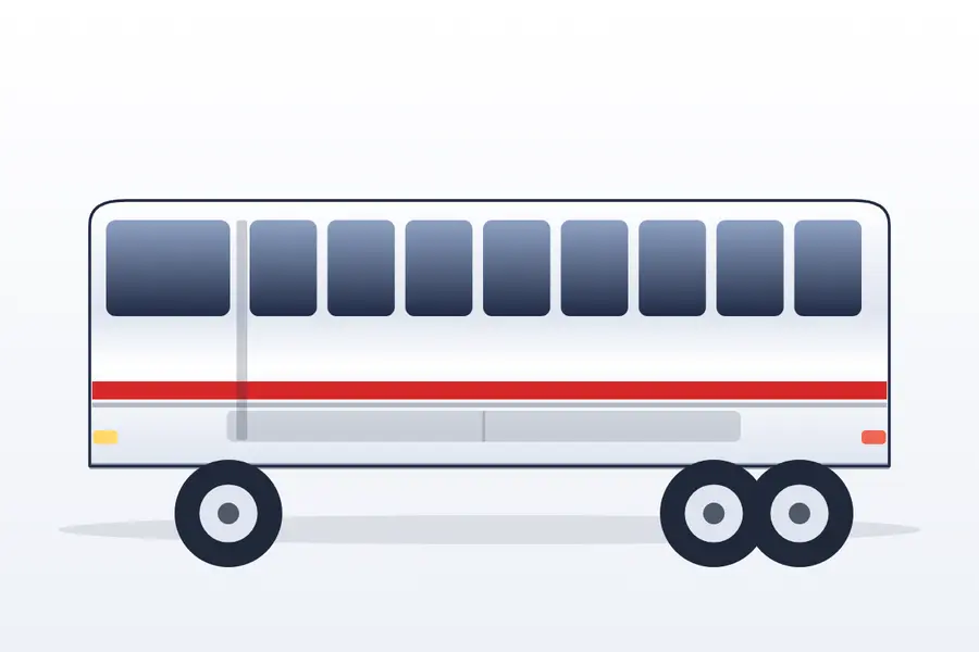 Illustration of a multi-axle luxury coach in side view
